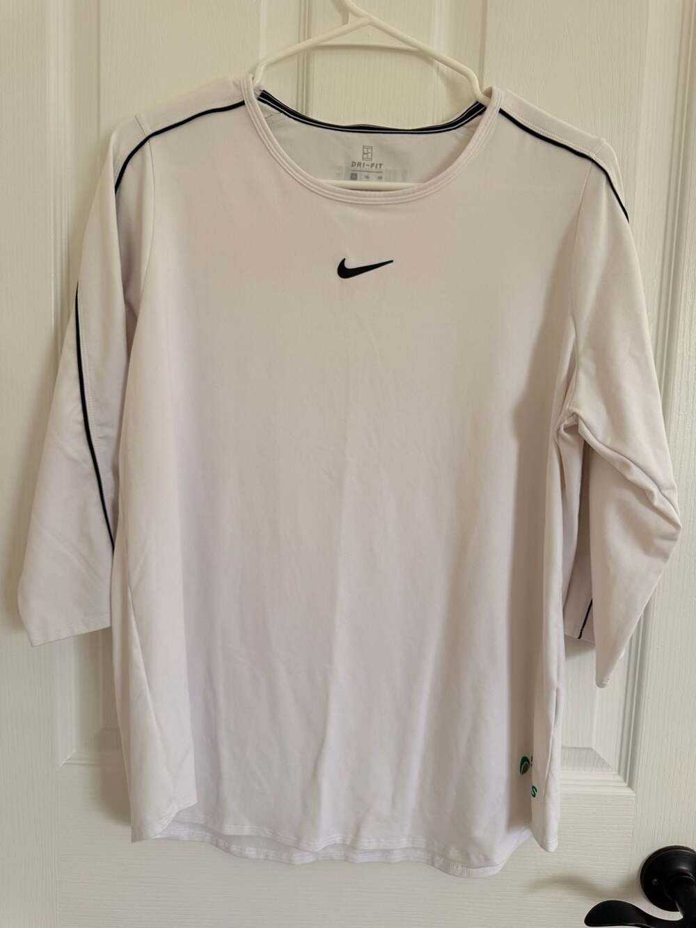 Nike Dri-FIT Tennis Shirt White 3/4 Sleeve Size XL